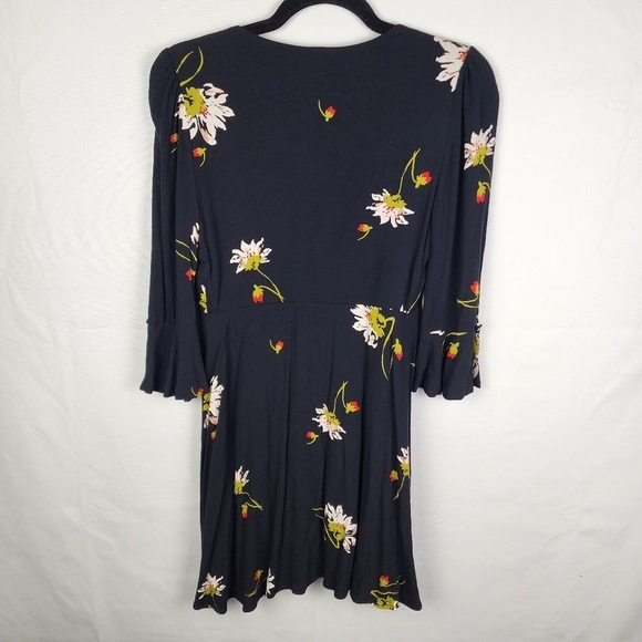 Free People Time On My Side Mini Bell Sleeve Tea Wrap Dress Size XS Boho Cottage - Picture 4 of 8